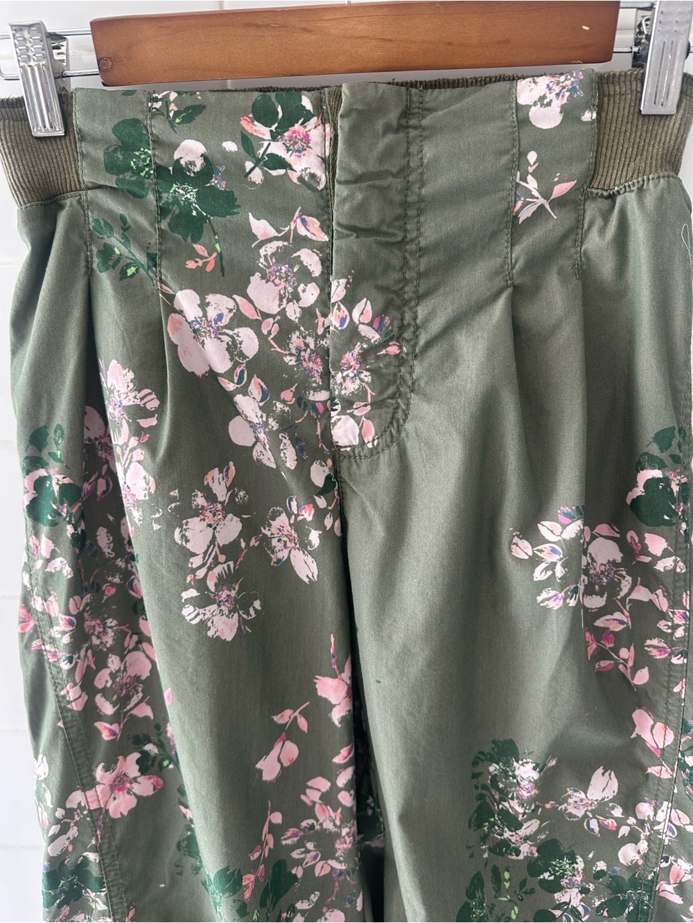 FP Movement Mesmerize Me Green Floral Cargo Pants with Pink Accents - Picture 4 of 11